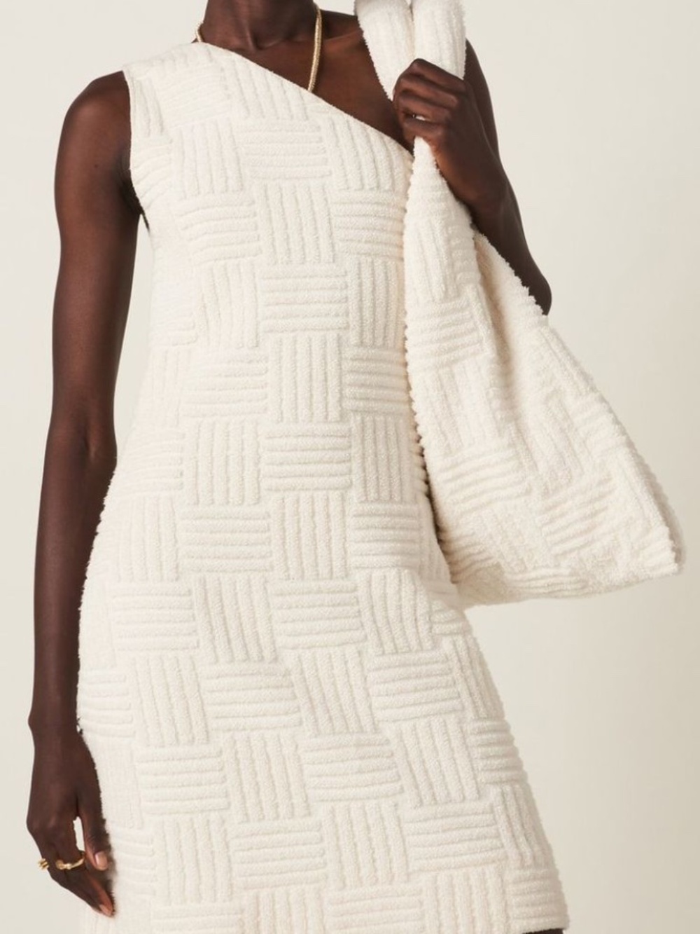 BOTTEGA VENETA Textured One-Shoulder Mini Dress Cover Up, M